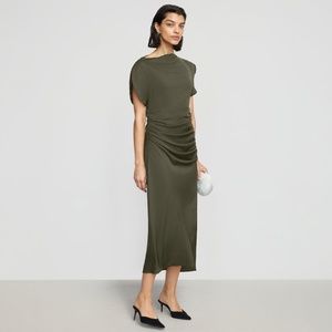 Modern Citizen Yuyan Ruched-Waist Side-Slit Dress Size LSpruce / L